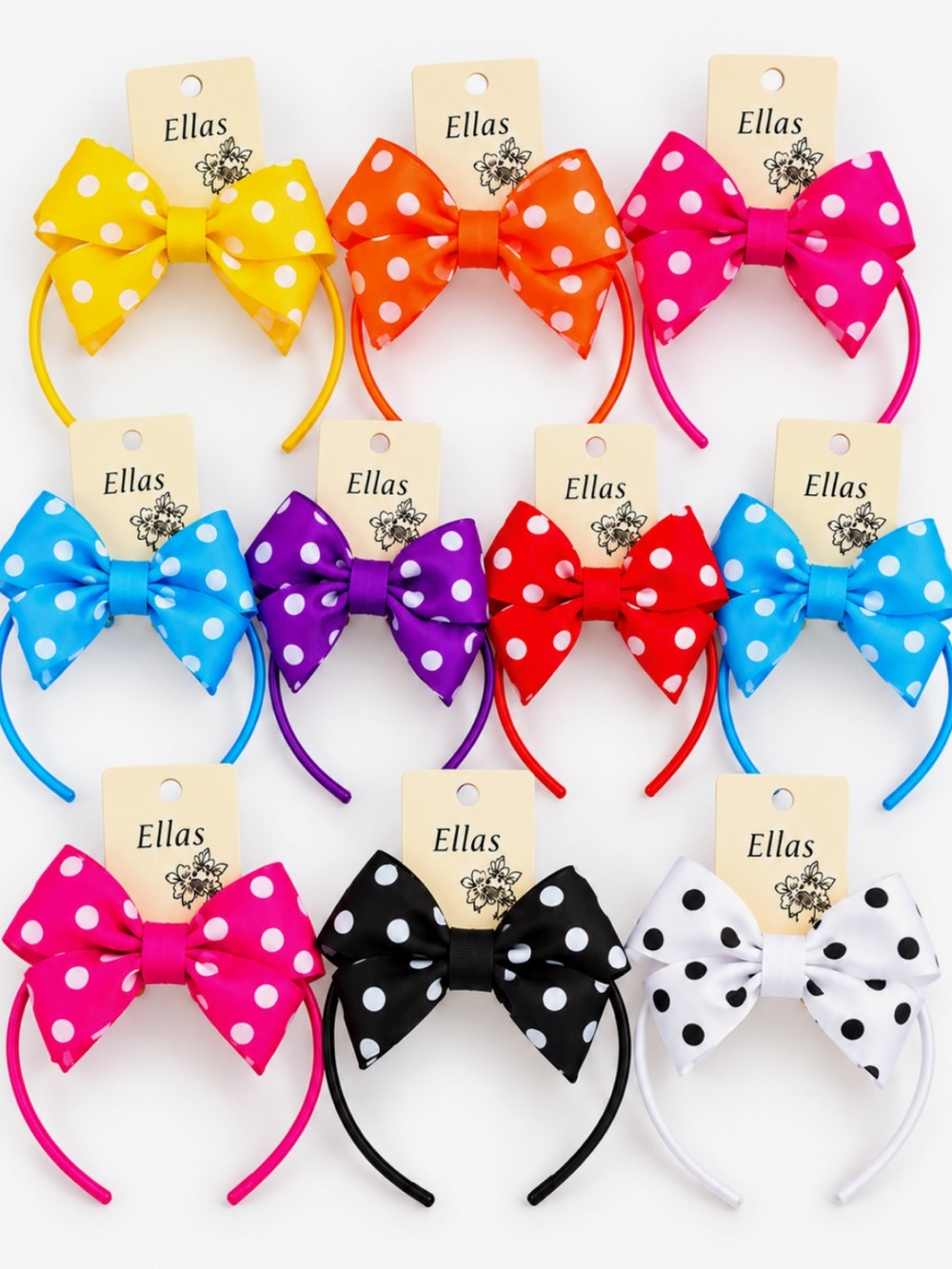 10 PC Polka Dot Bow Headbands NWT kids